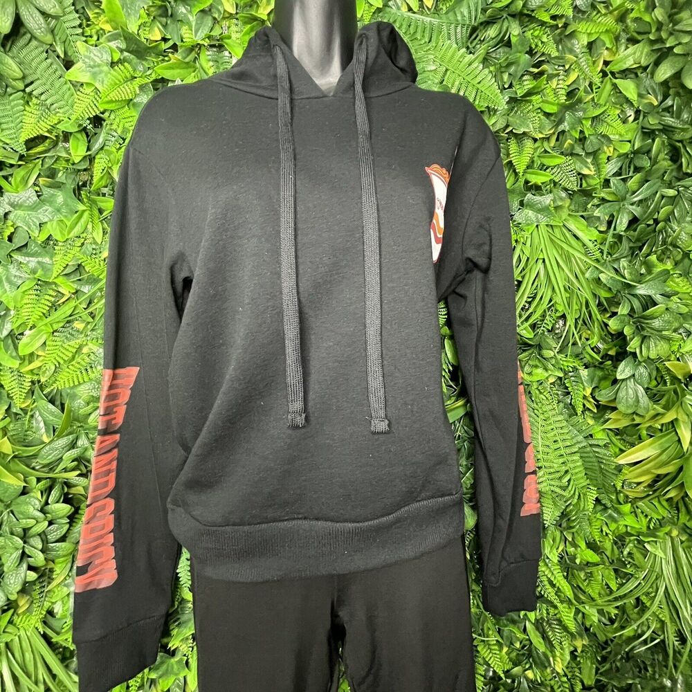 Women Jacket Pullover Small Black Graphic Print Hoodie Maruchan Cup Noodle 0303 - Picture 2 of 12